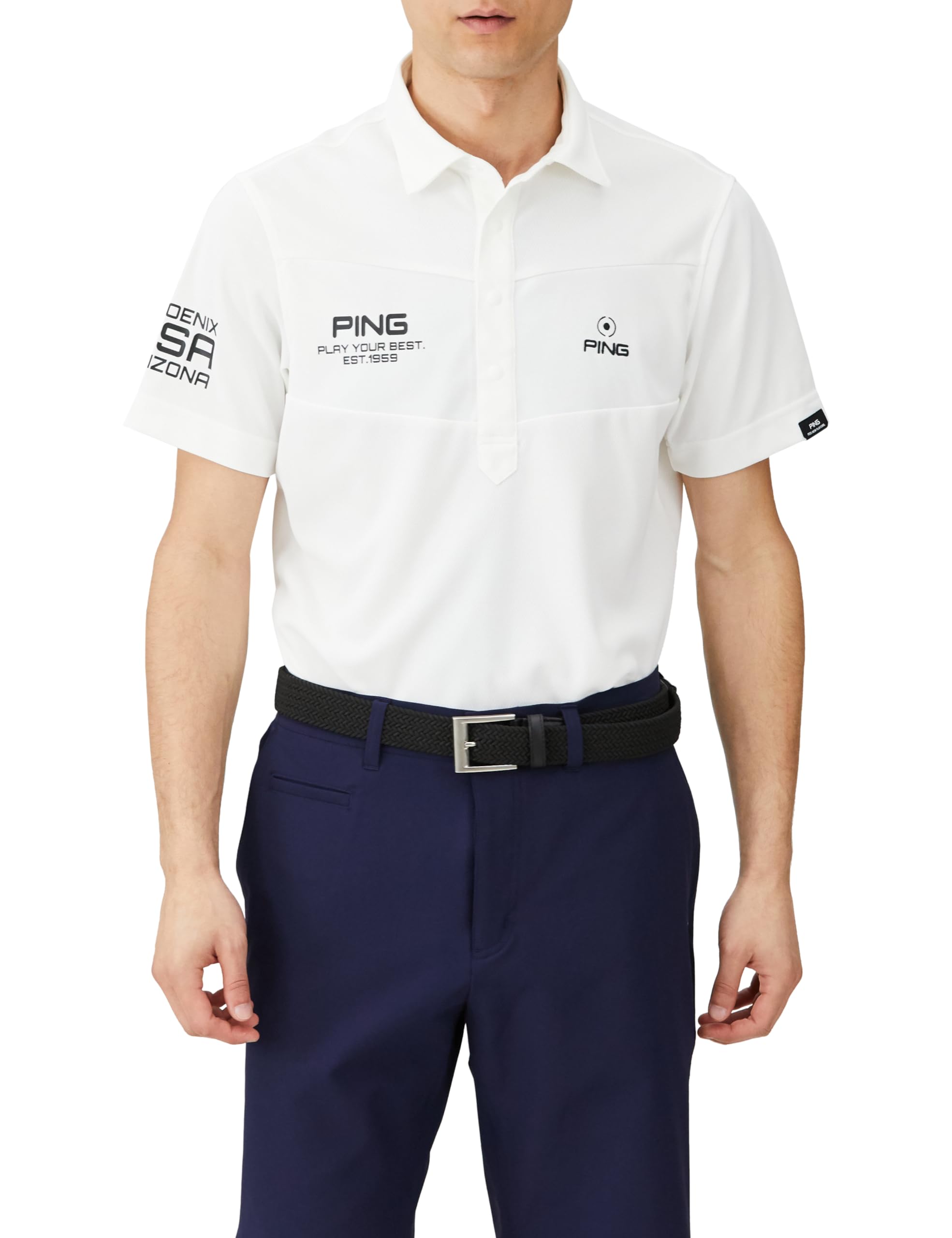 

Ping Apparel Men s Short Sleeve Polo Shirt (Stretch, Moisture-Wicking, Quick-Drying, UV Protection) / Golf / 621-4160205 030_White, Size LL