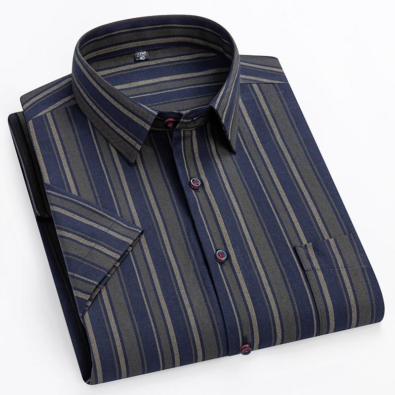 New in shirts oversize 14xl 100%cotton hight qulity summer short sleeve shirts for men slim fit formal plain shirt plaid clothes