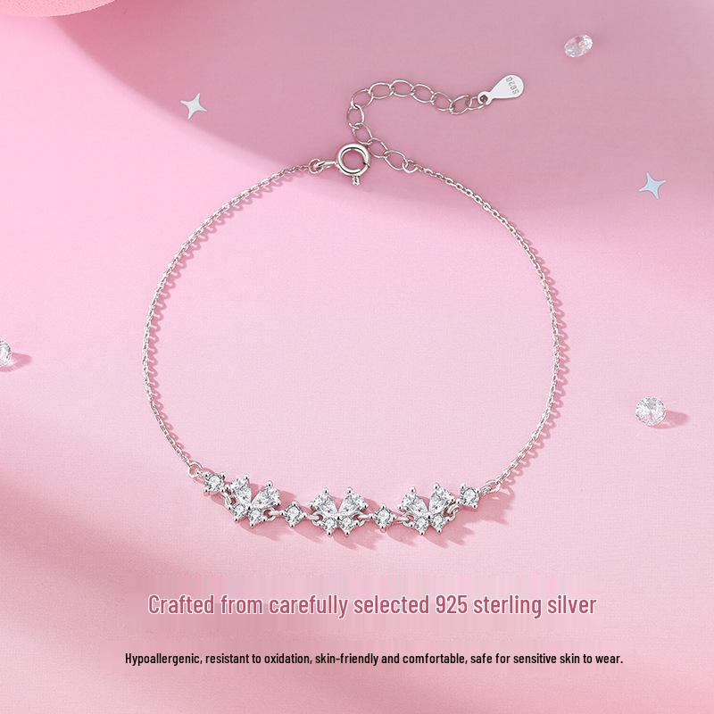 Tichia S925 Sterling Silver Butterfly Bracelet: Elegant, Versatile, and Sparkling Hand Jewelry for Women