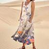 Women's Casual Fashion Flower Printed Sleeveless Pocket Dress
