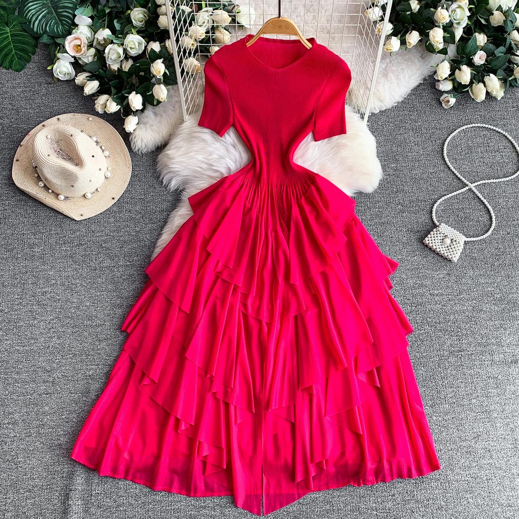 Boho Chic Summer Vacation Dress Women Flowy Tiered Ruffles Maxi Dress Casual Beachwear Loose Fit Holiday Dress