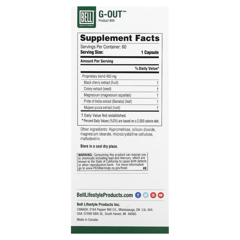G-Out, Uric Acid Control, 60 Veggie Capsules