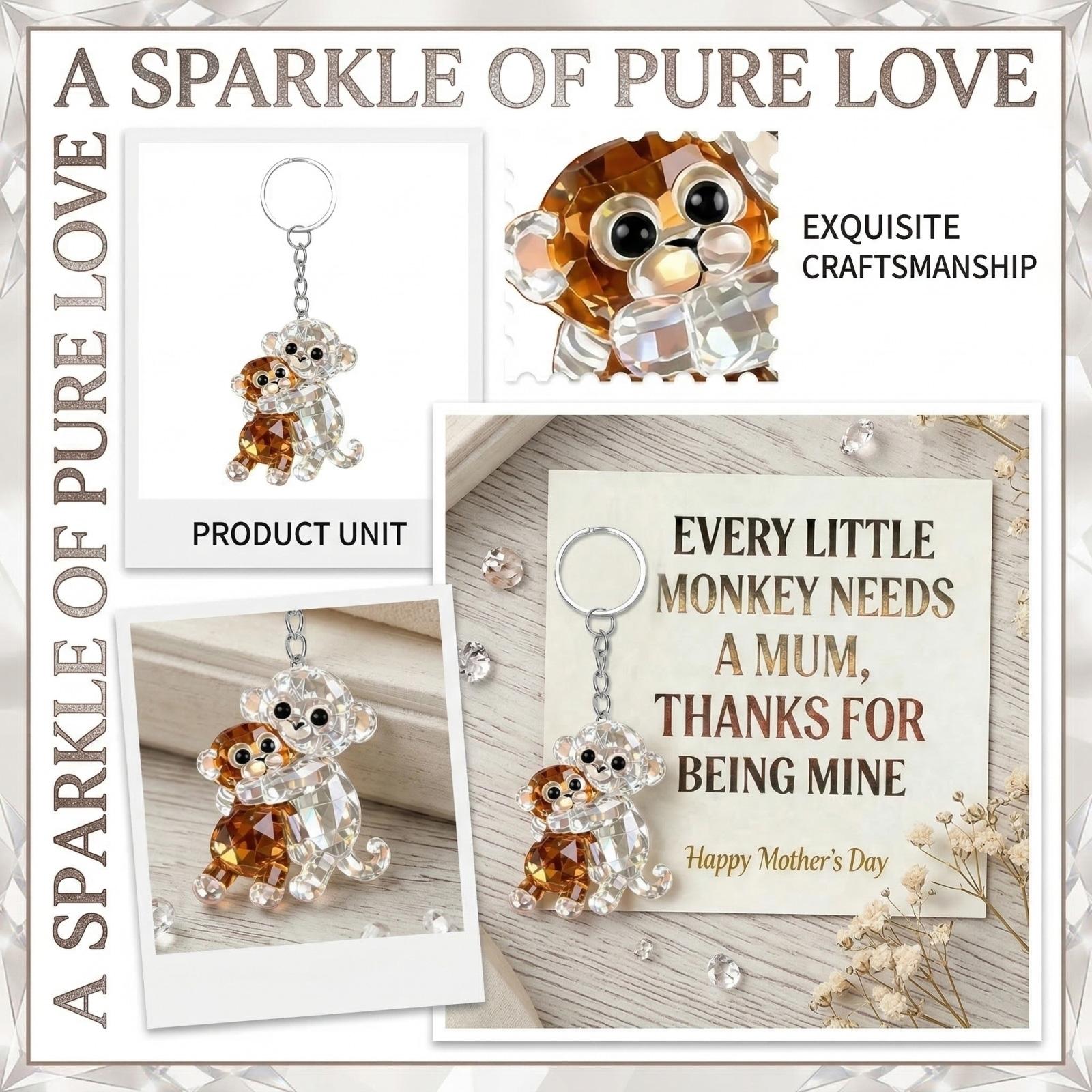 Monkey Shaped 2D Acrylic Keychain , The Perfect Mother s Day Gift And Decorative Souvenir,Mother s Day Gift One Size