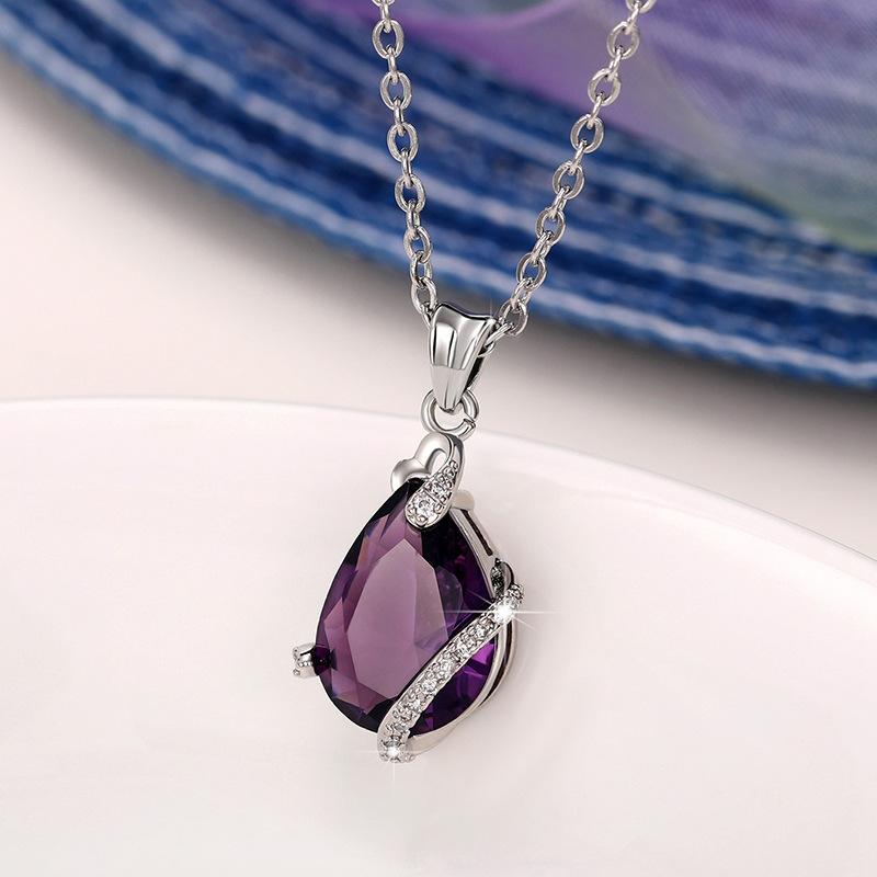 1Pc Fashion, Inlaid with Purple Synthetic Zircon, Fashion, Versatile Pendant Necklace