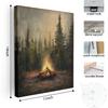 APJYM Rustic Pine Tree Forest Camfire Camping Wall Art, Vintage Dark Moody Wood Land Nauture Landscape Canvas Wall Art for Cabin Camper Home, 11x14