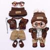 Retro motorcycle wind doll coat pants children's hats headphones glasses 15-17cm rag plush blind box doll dress up accessories