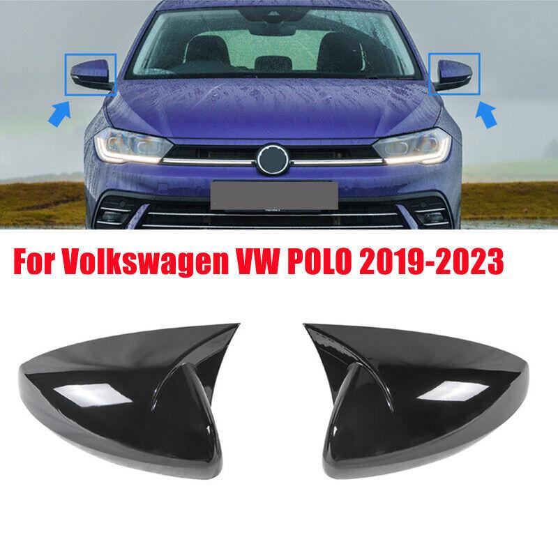 For Volkswagen VW POLO 2018- Car Rearview Side Mirror Cover Sticker Wing Cap Exterior Door Rear View Case Trim Carbon Fiber