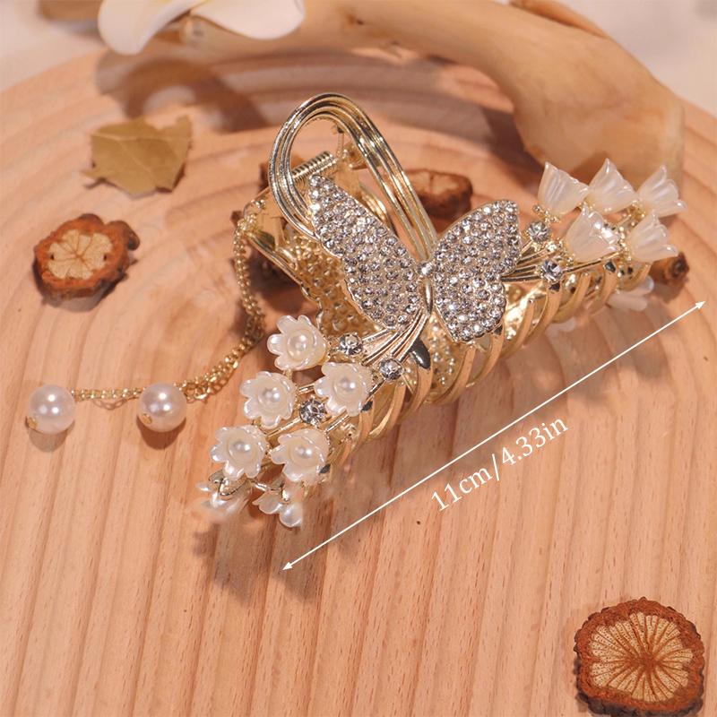 Light Luxury  Bell Orchid Tassel Hair Clip Flowers Rose Butterfly Claw Clip Shark Hair Claw Barrette Hair Accessories