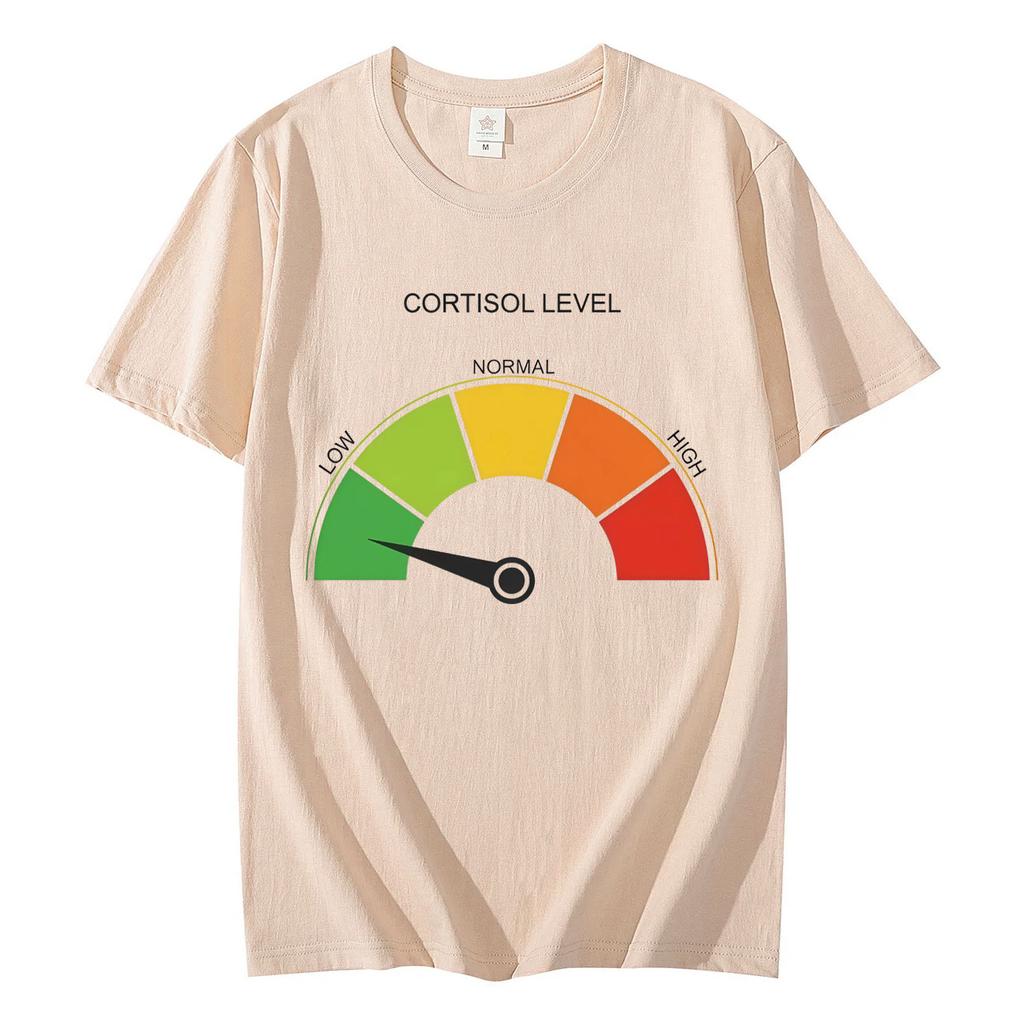 Low Cortisol Level Funny Stress Meme Tshirt High Quality Fashion Short Sleeve T Shirts Men Women Casual Loose Cotton Tshirts