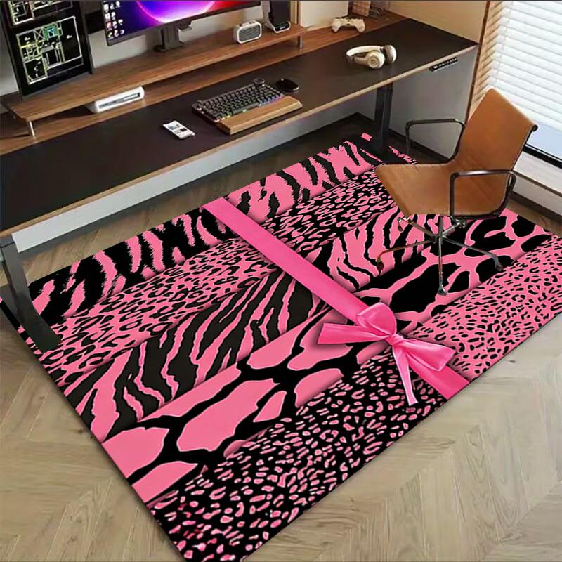 1PC Pink Animal Prints Extra Large Non-Slip Floor Carpet, Office, Family, Bedroom, Studio - Large Area Rug Indoor Rugs, Vibrant Colors-W301