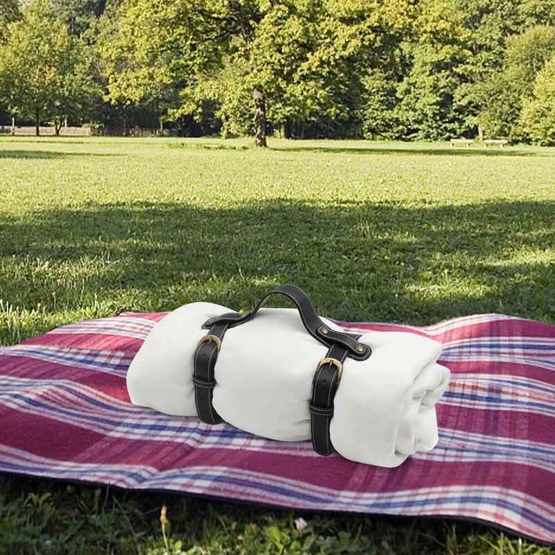Picnic Blanket Carry Strap Blanket Picnic Blanket Carry Strap Yoga Mat Outdoor Portable Handle Belt for Camping PU Leather