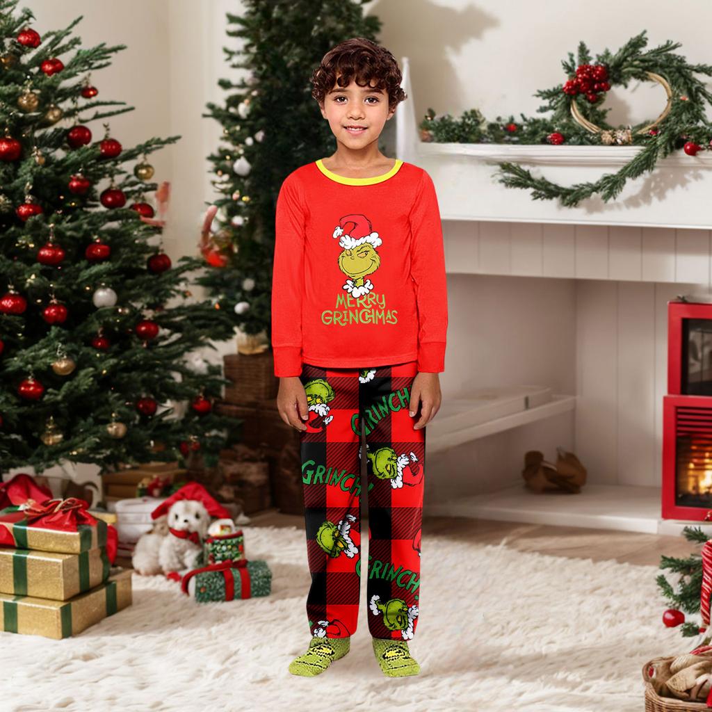Parent-child Christmas Print Home Suit Long-sleeved Top And Pants