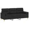 Vidaxl 3-Seater Sofa With Cushions, Black, 180 Cm, Fabric