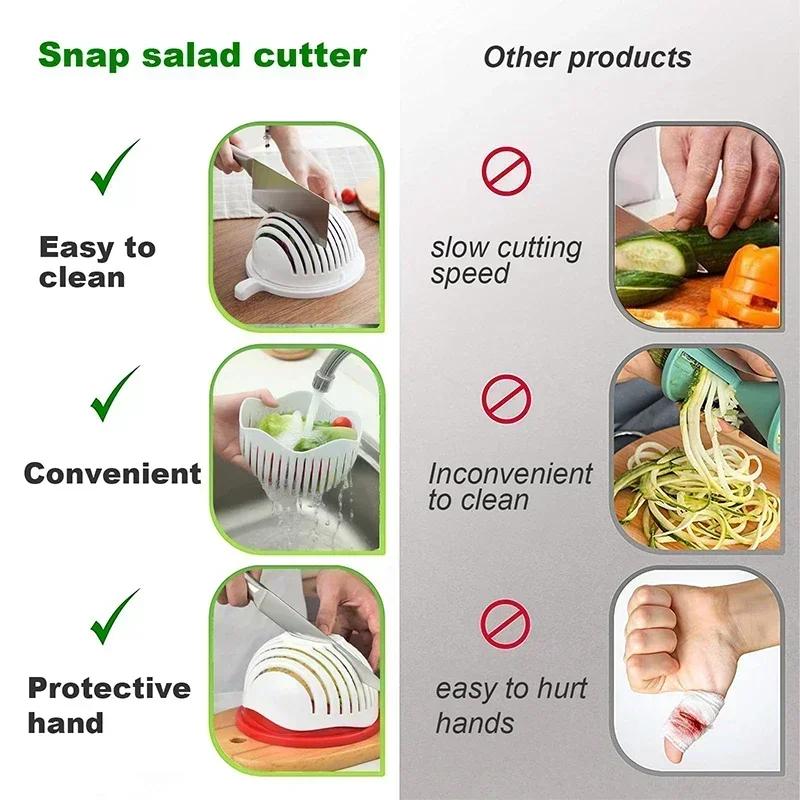 1pc Chopper Vegetable Salad Cutter Cutting Bowl Vegetable Slices Cut Fruit for Kitchen Tools Accessories Gadgets Kitchen Items
