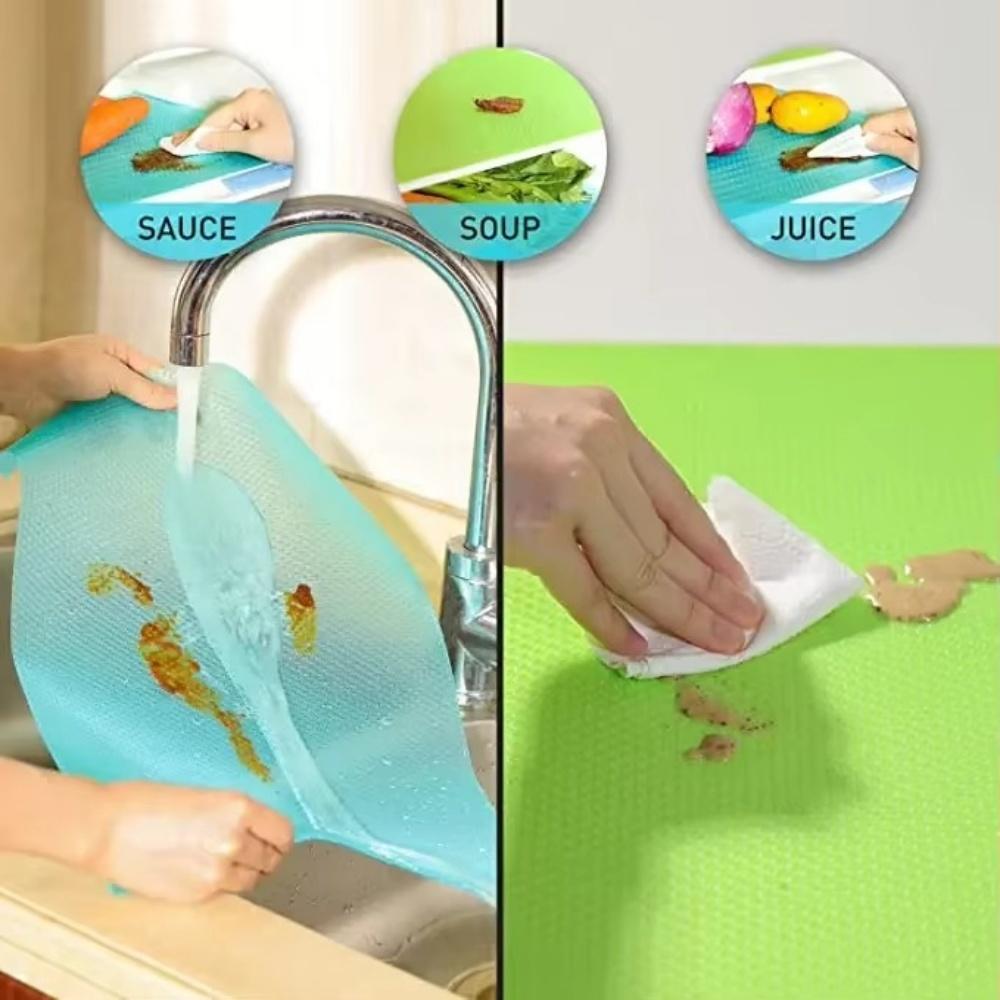4 Stück/Set Kühlschrankmatte Antifouling-Einlagen Waschbar Schimmelresistent Kühlschrankmatten Zuschneidbar Kühlschrank Fridge Matten