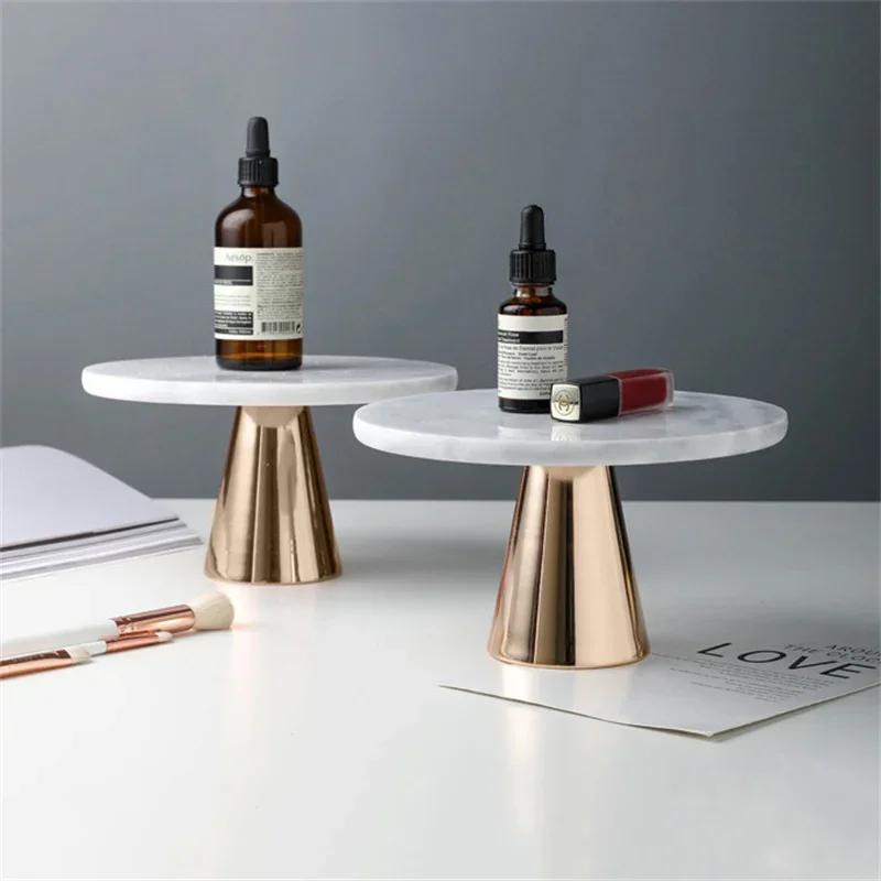 Runde Marmor Aromatherapie Ornament Kosmetik Lagerung Tablett INS Kuchen Desserts Pizza Halter Hochzeit Party Hotel Organizer Platte