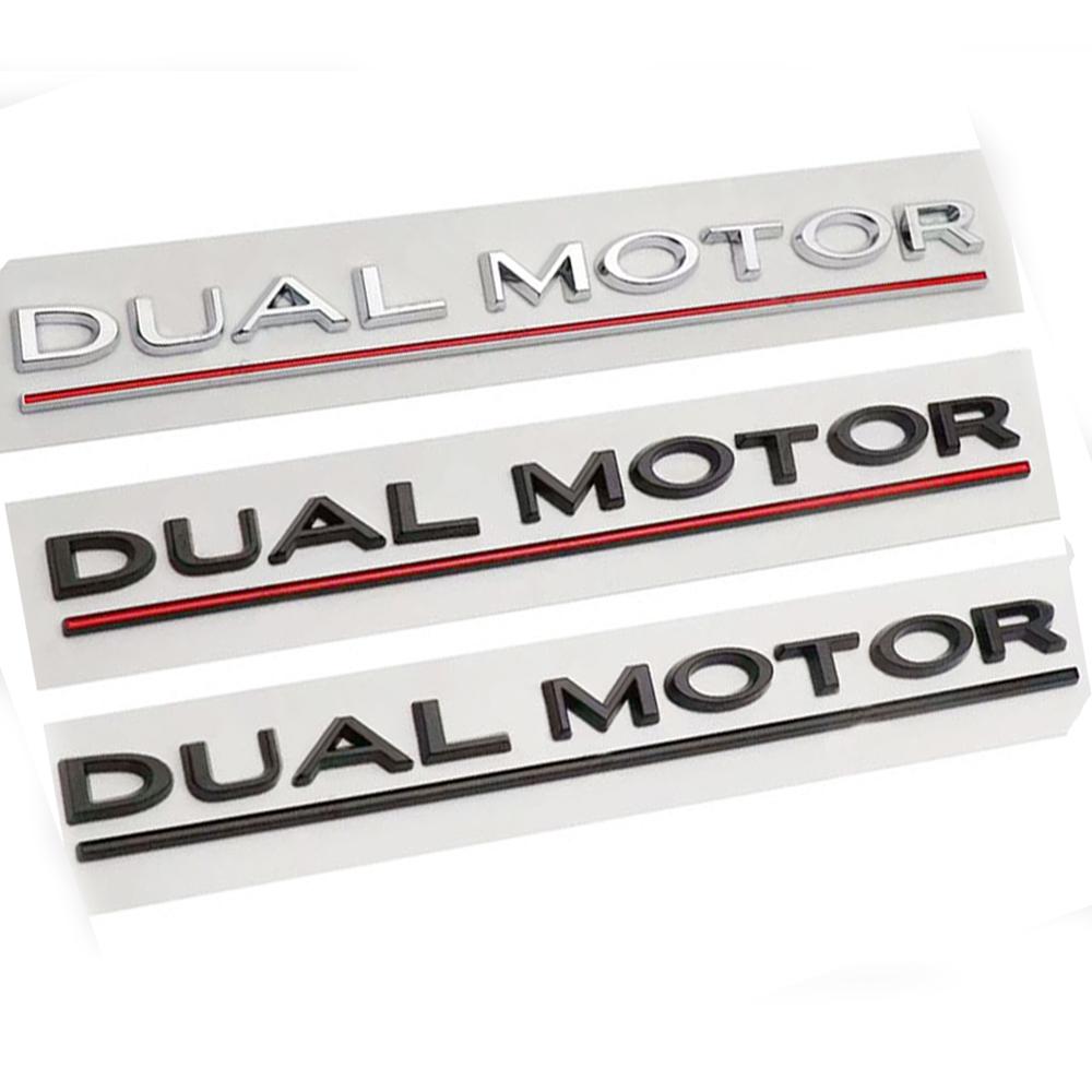 1X Auto Buchstabenaufkleber Modifikationsschild Aufkleber Doppelmotor ABS Dekoration Abzeichen Emblem Auto Zubehör Für Tesla 3 Und X S SP85D