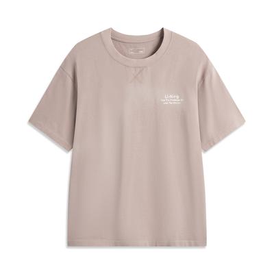 Futter Sport Lifestyle Serie Lässig Einfach Buchstaben Einfarbig Rundhals Pullover Kurzarm T-Shirt Unisex T-Shirt Rindenbraun AHSV283-2