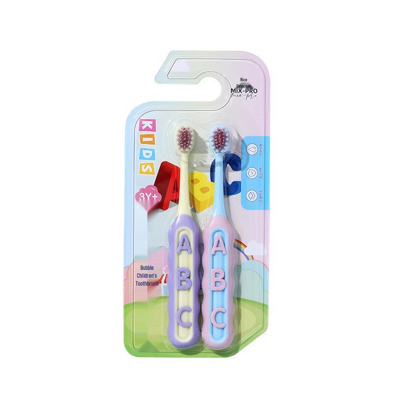 Children's Soft Bristle Toothbrush 2-Pack, Ages 3-10, Double Spiral for Home Use