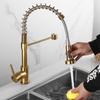 Brush Gold Kitchen Faucet Sink Mixer Single Lever Hot and Cold Water Faucet Gold Rotation Brass Tap Pull Down Spring Sink Mixer