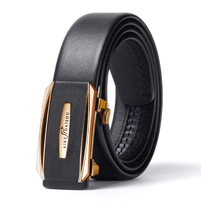 

Новый ремень из коровьей кожи высшего слоя для мужской автоматической пряжки для мужчин среднего и молодого возраста, высококачественный деловой ремень, коровья кожа, повседневные универсальные брюки 130cm