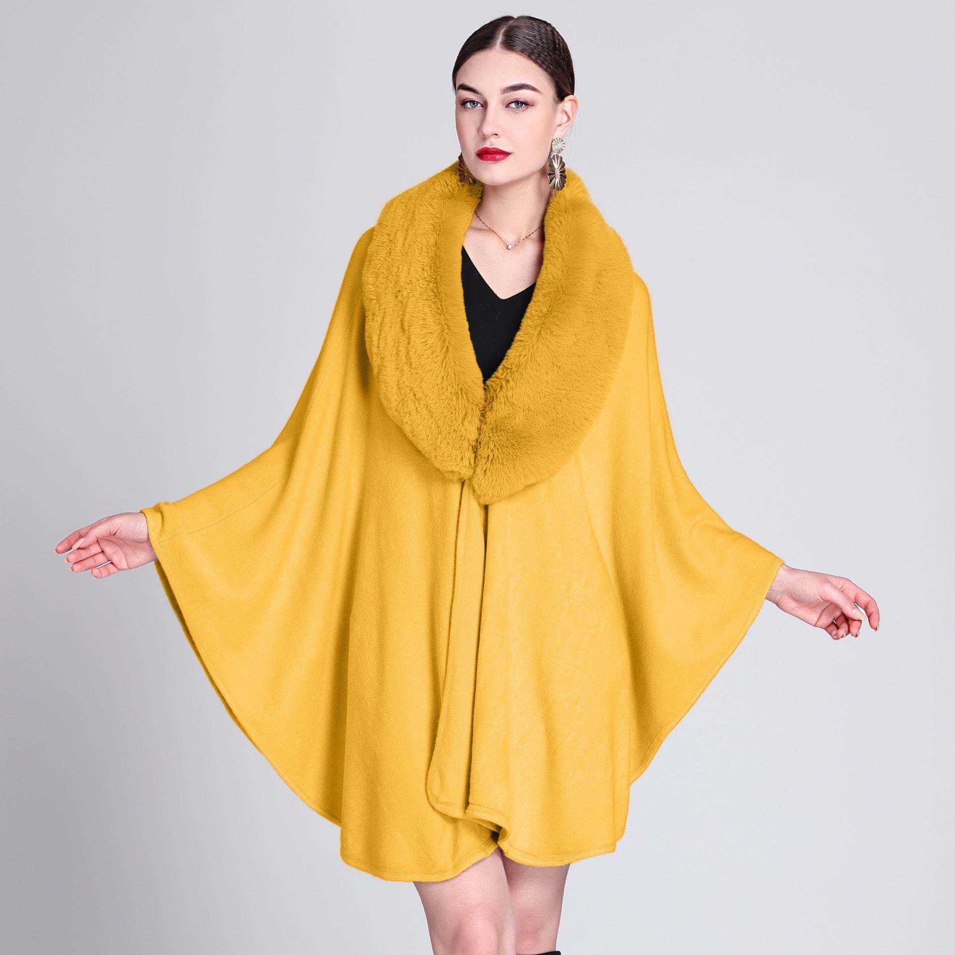 

Женский воротник-шаль накидка большого размера вязаный кардиган свободная куртка-пончо One Size жёлтый
