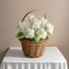 Small Crochet Flower Pot Handmade Puff Flower Potted Ornament  Office Desktop Decoration