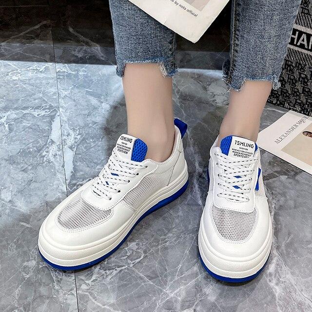 Women Casual Shoes New Spring White Sports Shoes Breathable  Lace-Up Women's Sneakers Fashion Tennis Female Student Shoes