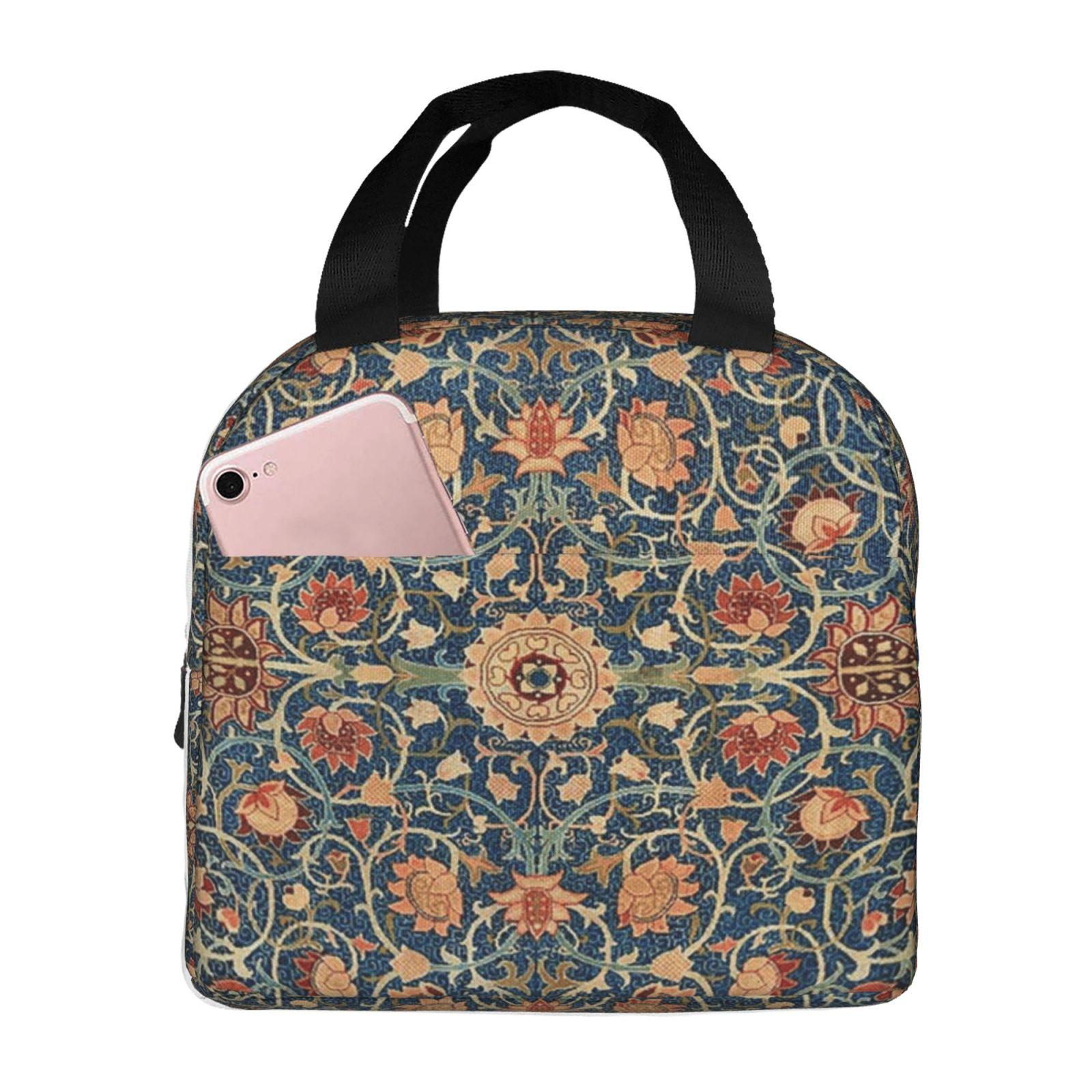 Holland Park William Morris Pattern Portable Lunch Boxes Waterproof Thermal Cooler Food Insulated Lunch Bag Kids School Children чёрный