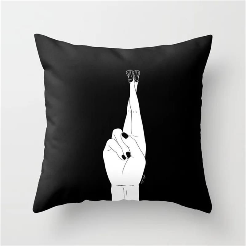 Nordic Black And White Cartoon Portrait Ultra-Short Velvet Pillow Cover Without Core Cushion Cover Premium Durable