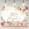 Gelukkige 80e Verjaardag Achtergrond 7x5ft Bloemen Fotografie Achtergrond - Feest