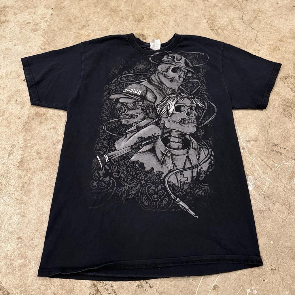 Vintage Tupac Biggie Eazy E T-Shirt Mens M Black Skeleton Rappers Gangsta Rap