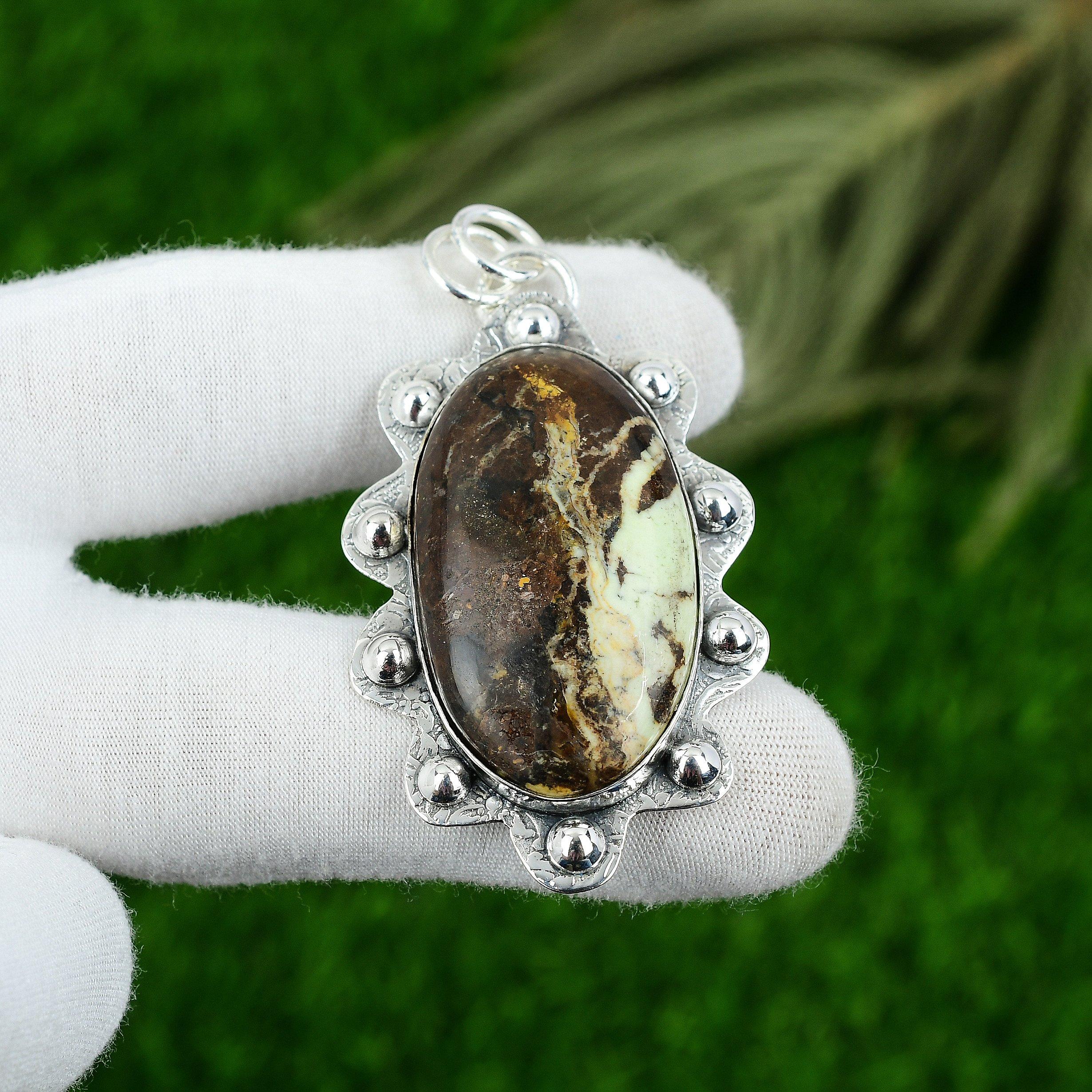 

Подвеска из натурального лимонного хризопраза, ювелирное изделие из серебра 925 пробы для девочек