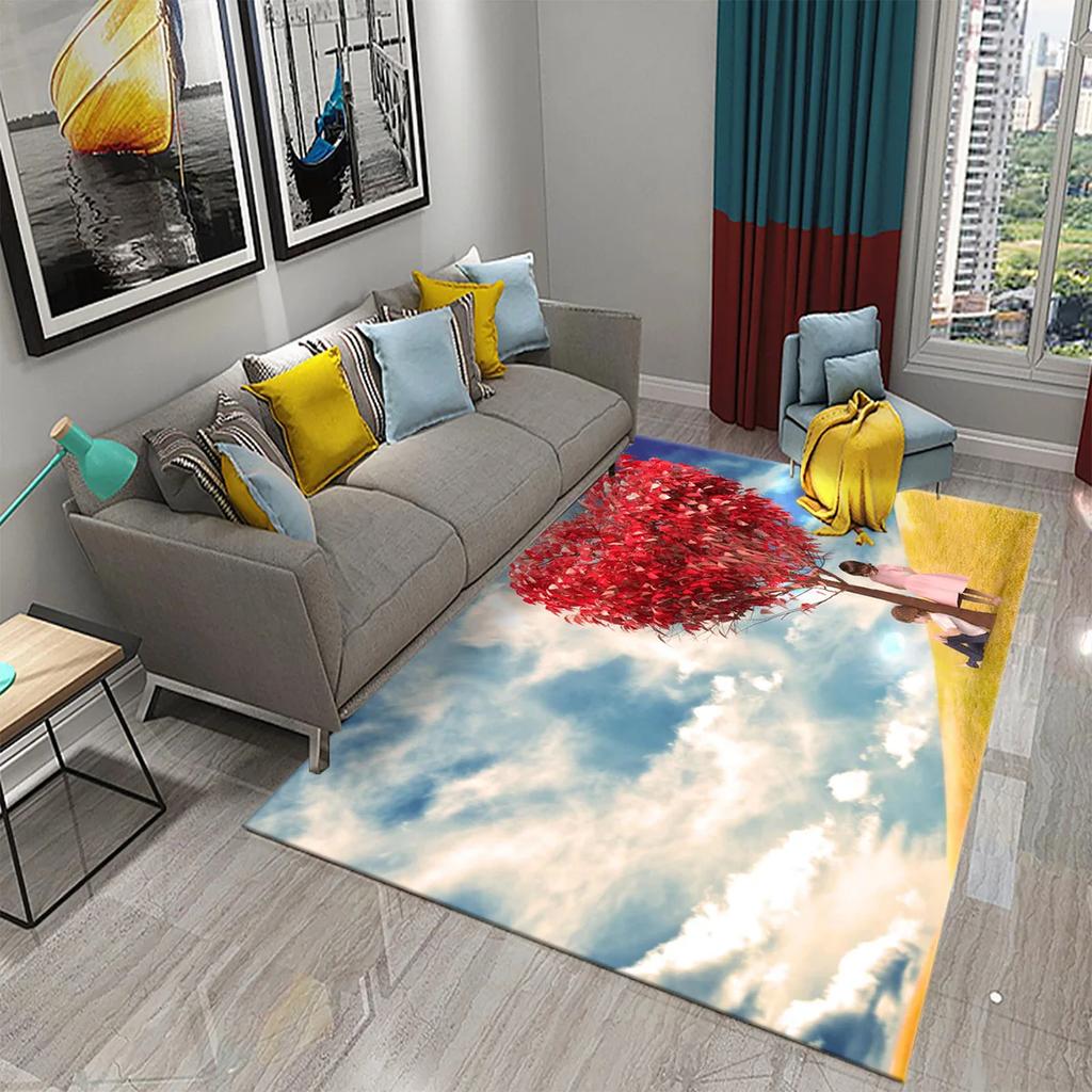 Romantic Valentines Day Love Printed Pattern Carpet Bedroom Non-slip Mat Home Living Room Bathroom Kitchen Home Decoration Mat