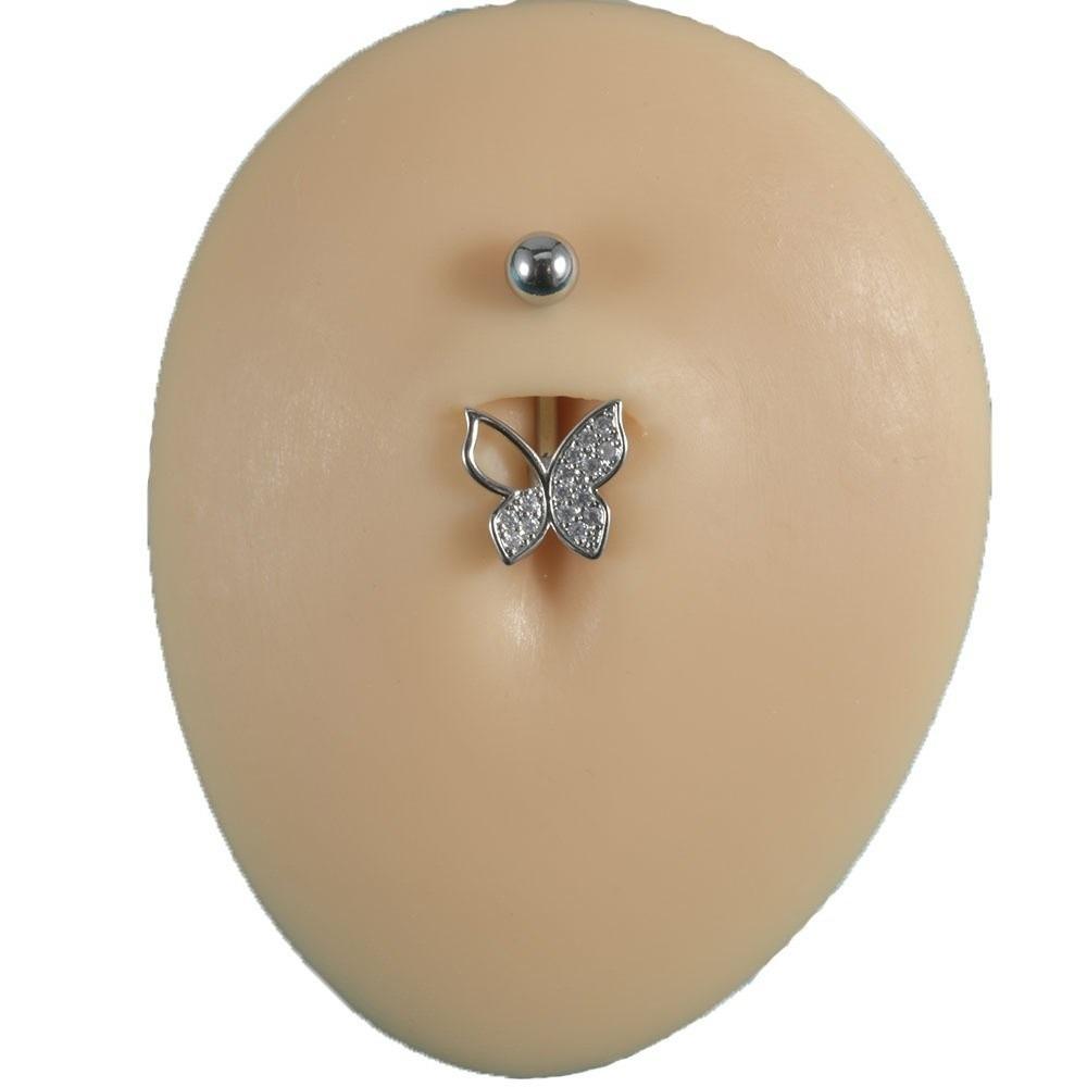 Butterfly Flower Belly Button Ring Mini Body Jewelry Sexy Belly Piercing Ring  Women Girls