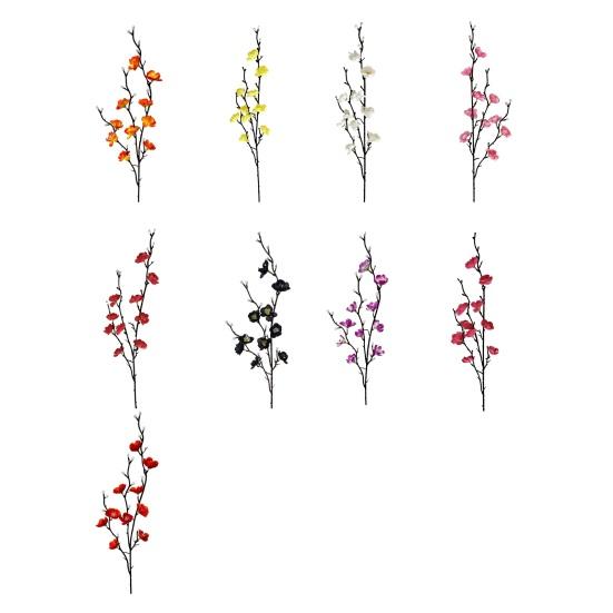 Artificial Plum Blossom Branch Fake Cherry Blossom Stems 21" Long Stem Faux Silk Flower for Wedding Home Office Bedroom Party Table Centerpiece