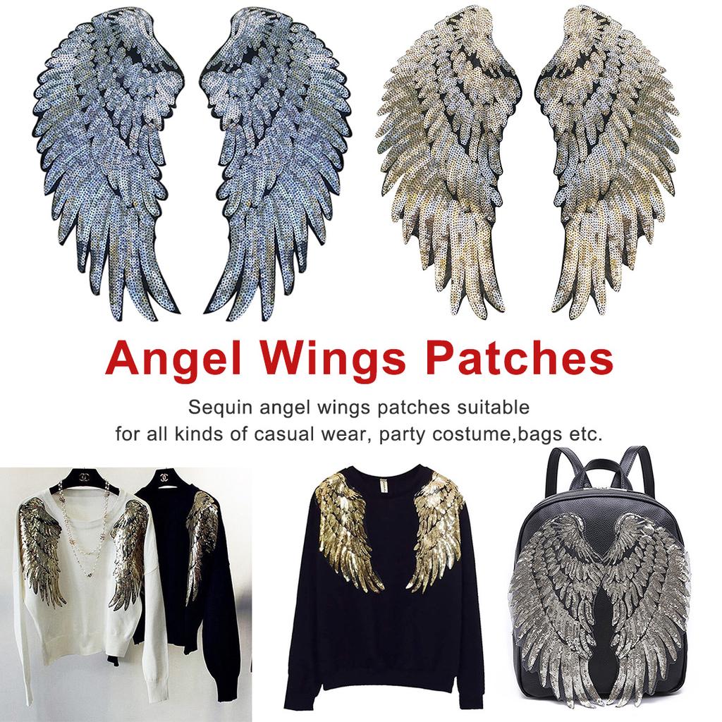 One pair wing sequins applique patch appliques cloth applique DIY garment accessories decorative patch SMTBT005