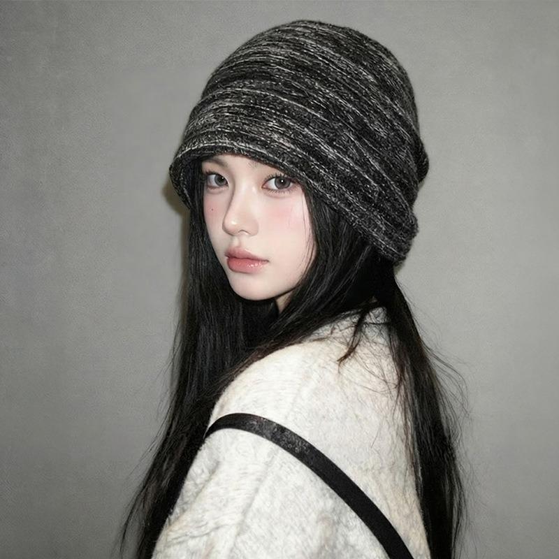 Women S Large Size Fold Knit Beanie Warm Winter Autumn Hat