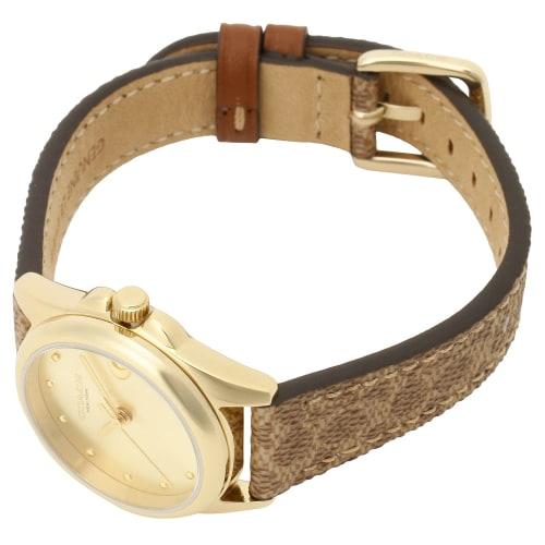 Coach Grason Signature C Canvas Watch, 28mm, Yellow Gold Dial, Quartz Watch, Women's, Brown, 14504107