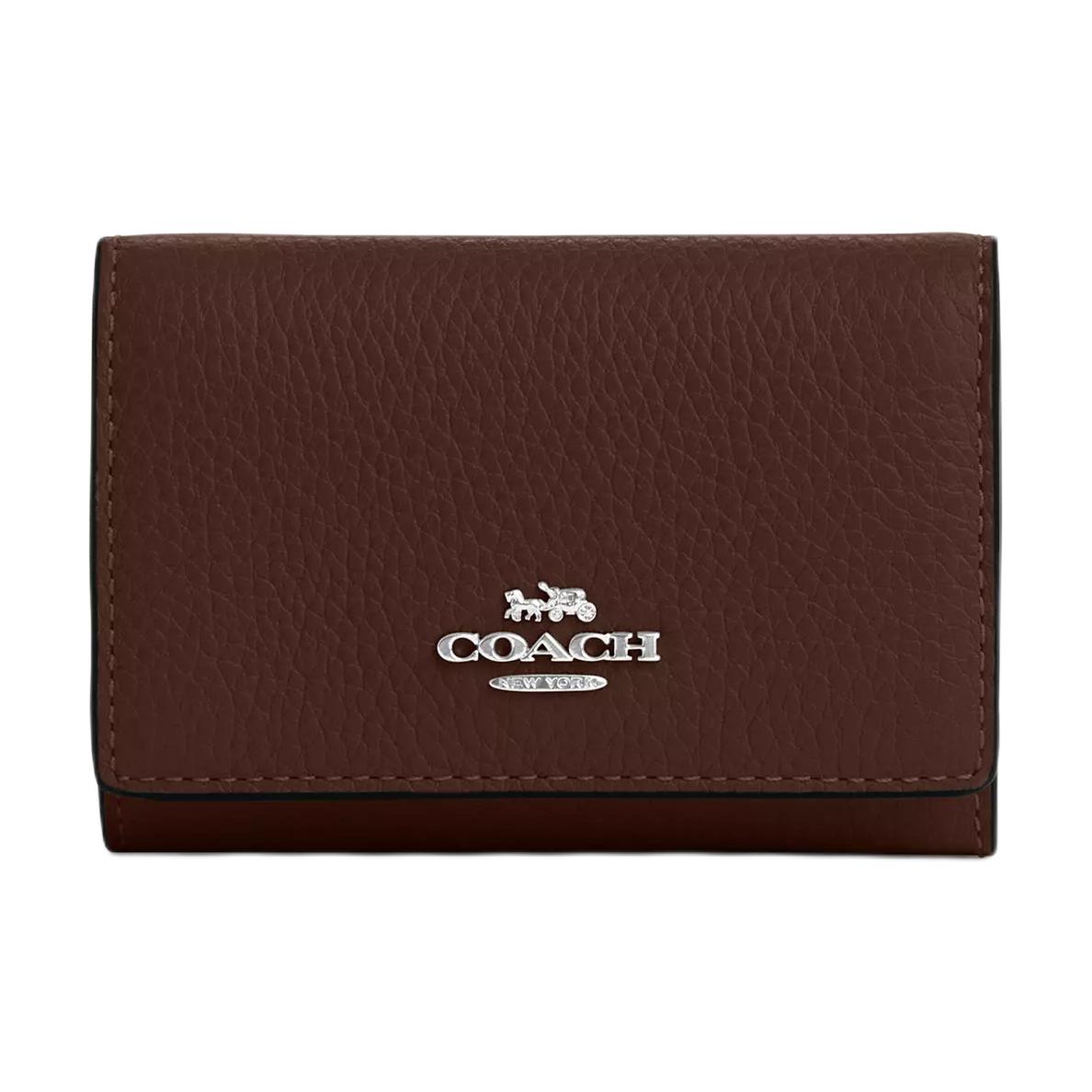 Coach Micro 11 Logo Snap Closure Pebble Leather Wallet Women wallet Maple CM238-SVMPL Maple