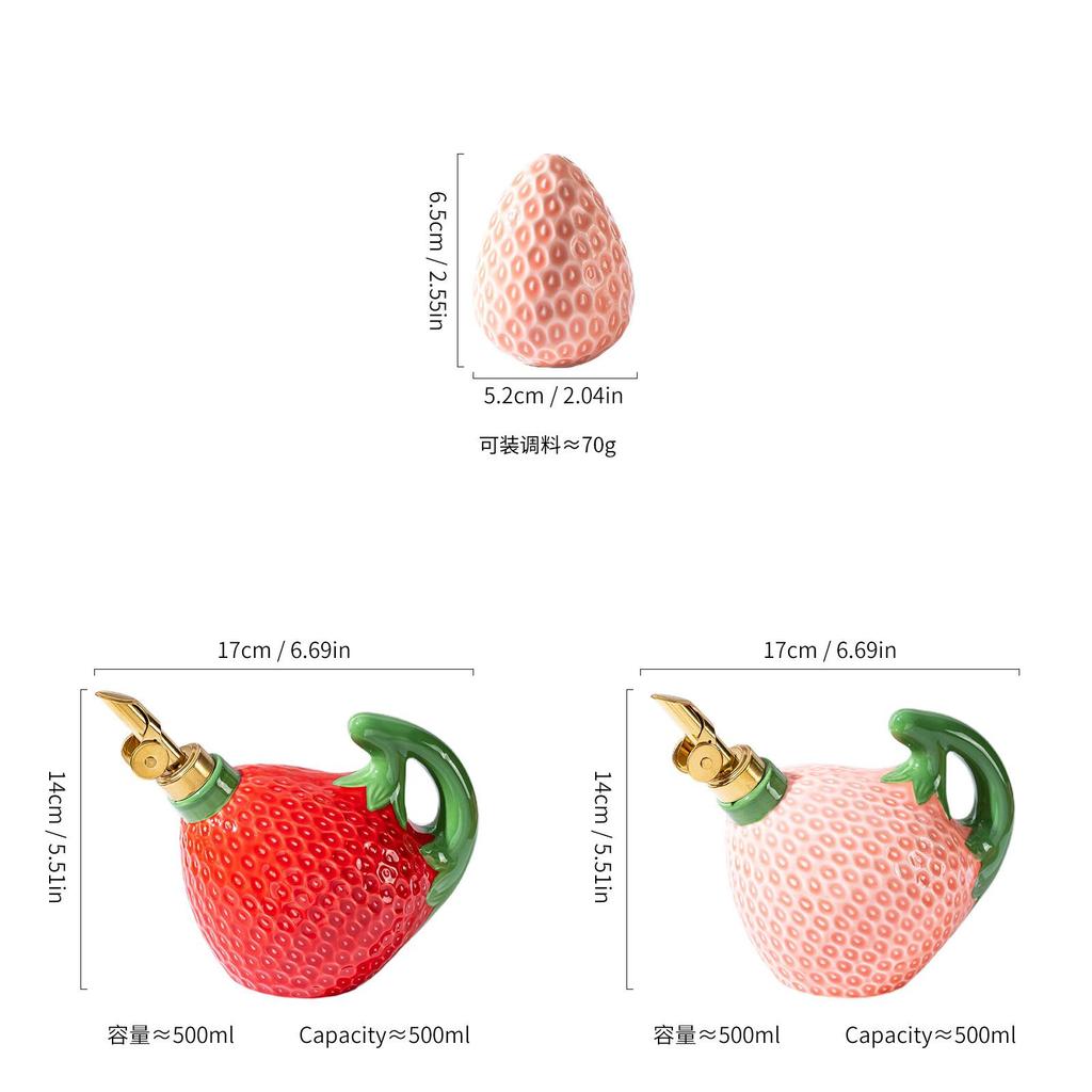 Ceramic Strawberry Oil And Vinegar Dispenser With Creative Kitchen Decor For Home Chefs