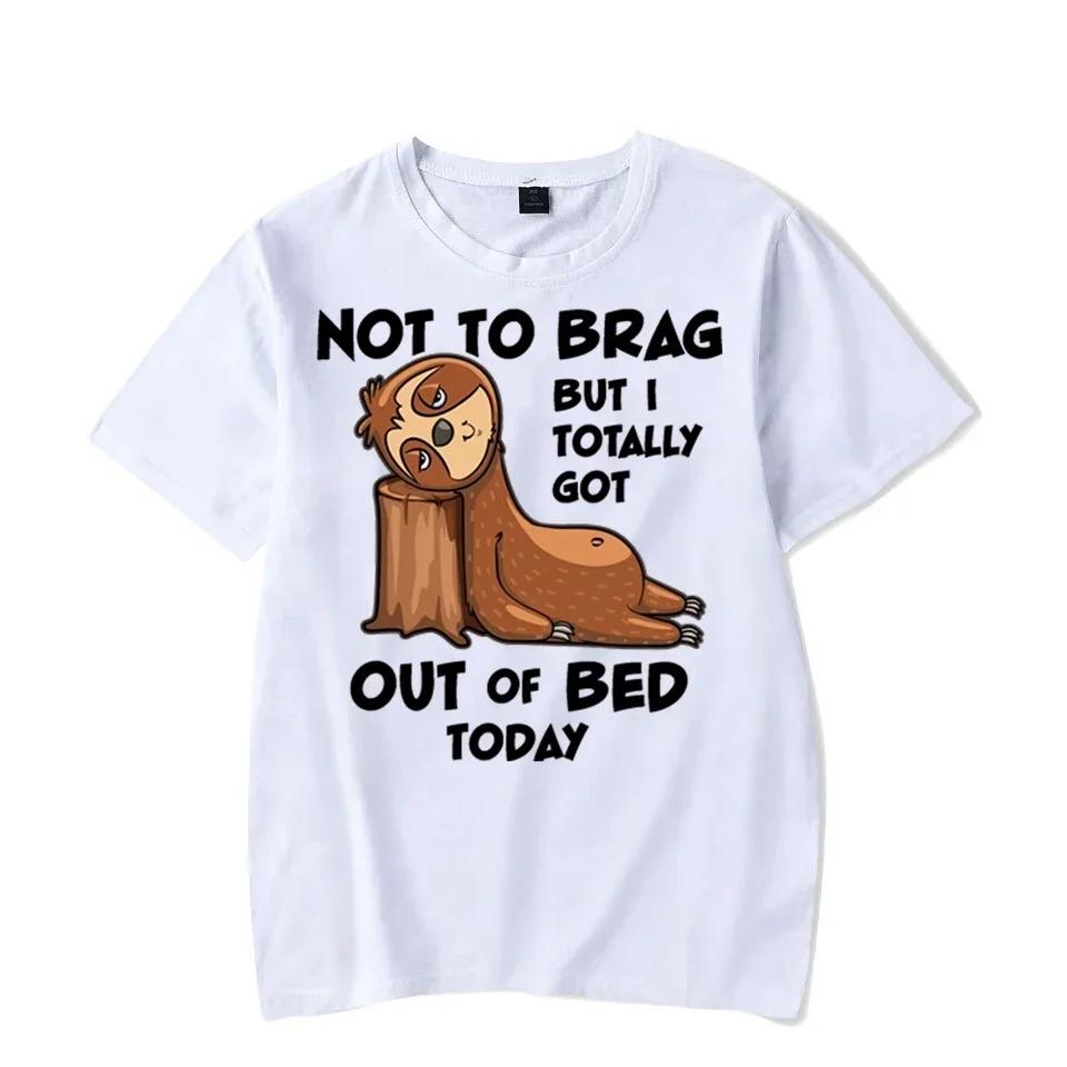 Not To Brag Out of Bed Today Graphic Tshirt Men Funny Sloth T-shirts Harajuku Fashion Y2k Top Hip Hop Men Brand Sloth Tee Shirt#Color