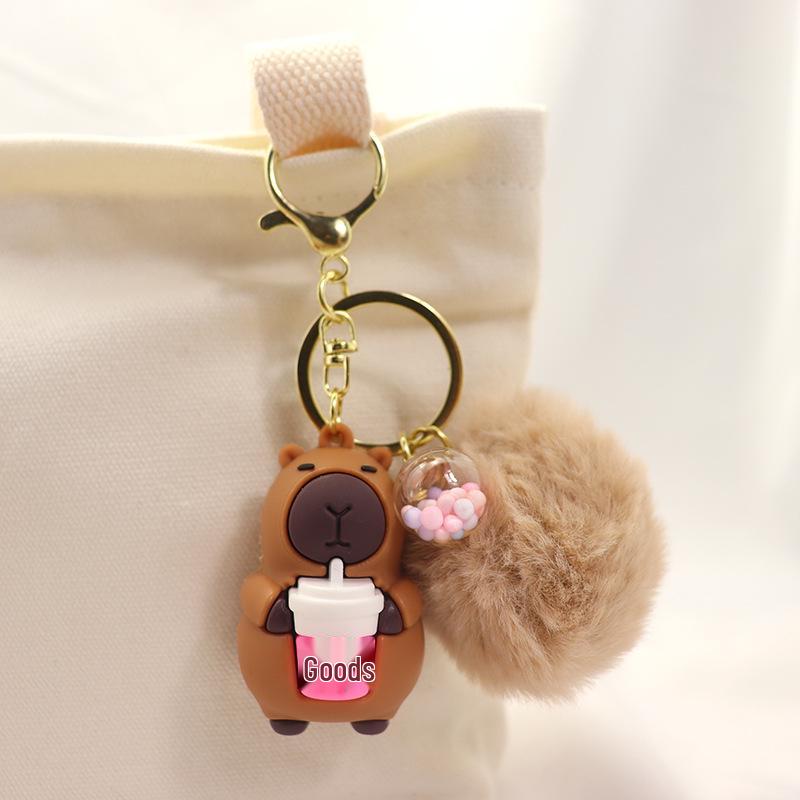 Chaveiro Pingente de Pelúcia Capivara - Fofo Ornamento de Casal, Prêmio de Máquina de Garra, Pequeno Presente