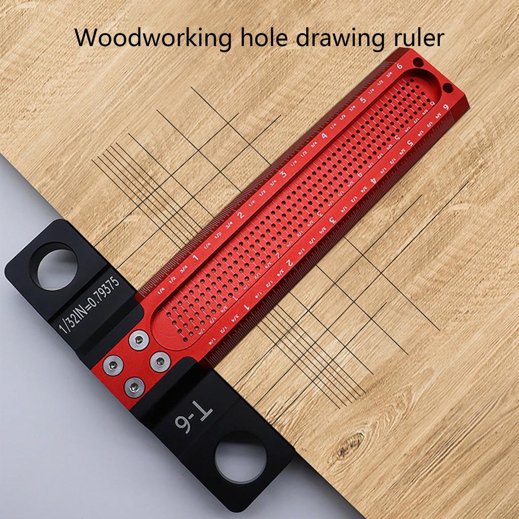 Einfach zu bedienen 138mm Holzbearbeitung Aluminiumlegierung Loch Präzisionsmarkierung für T-Lineal Einfach zu bedienen Holzbearbeitungslineal