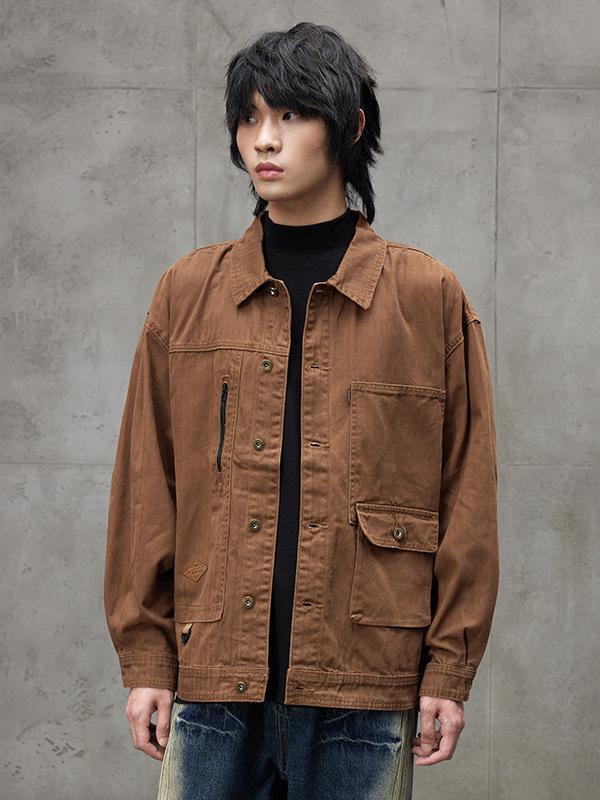 Men's American Retro Heavyweight Workwear Jacket - Autumn/Winter Loose Casual Outerwear