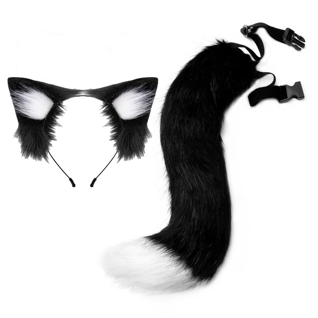 Handmade Cat Ears & Tail Set: Cute Cosplay Hair Accessories for Catgirl