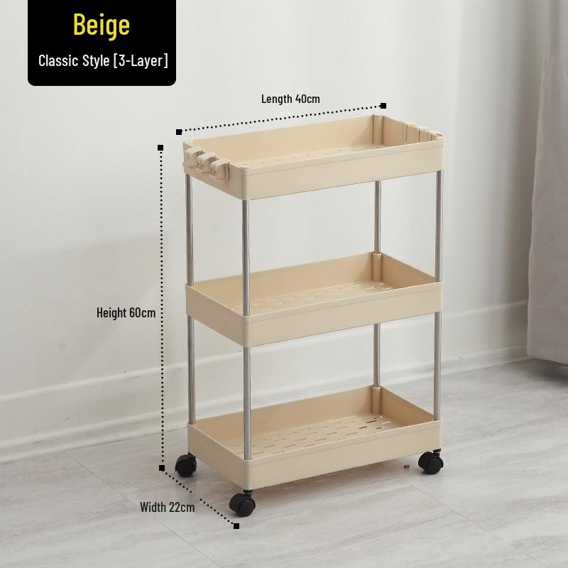 Bathroom & Kitchen Multi-layer Floor-standing Storage Trolley Shelf