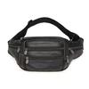 Multifunctional Sports Waist Bag - Top Layer Cowhide Solid Color, Portable Single Shoulder Crossbody Chest Bag