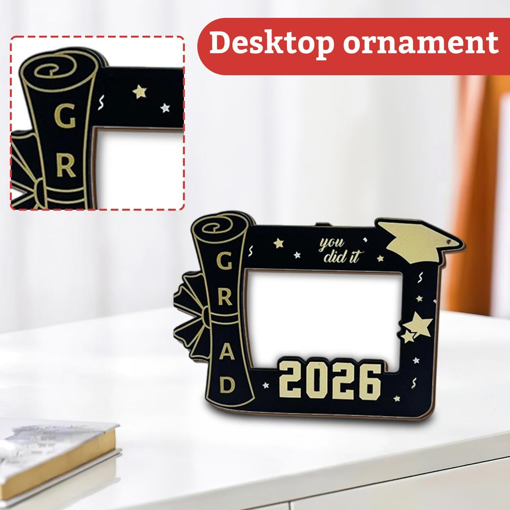Cornice per Foto in Legno per Laurea con Supporto Decorativo Magnetico, Regalo Personalizzato Creativo per la Laurea, Decorazione Magnetica per Frigorifero