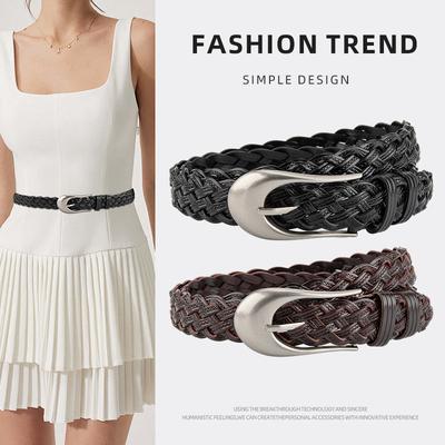 Non-hole Braided Women's Belt Retro Versatile Match Casual Pants Jeans Women's Decorative Belt